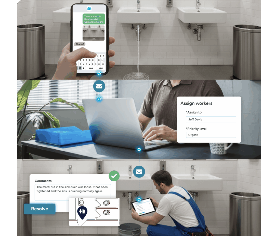 work order management software enables a fully digital process for work request intake via mobile, assigning and prioritizing work orders from a desktop, and resolution from field technicians on mobile devices