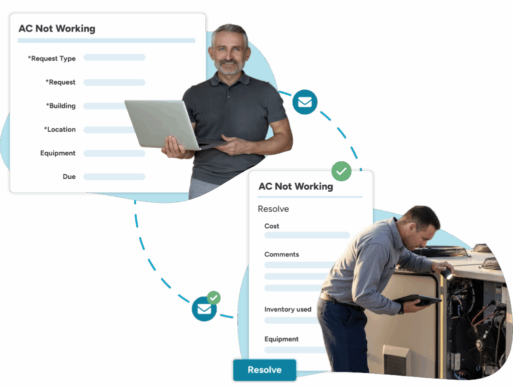work request software handles the process of handling wok request intake and recording information about work order resolution